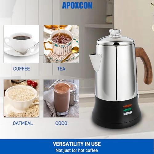 Electric Coffee Percolator - 6 Cups Keep Warm Cordless Serve