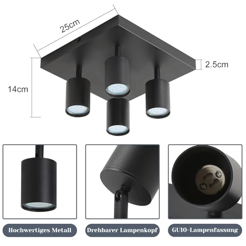 Ceiling Light - 4-light GU10 Black