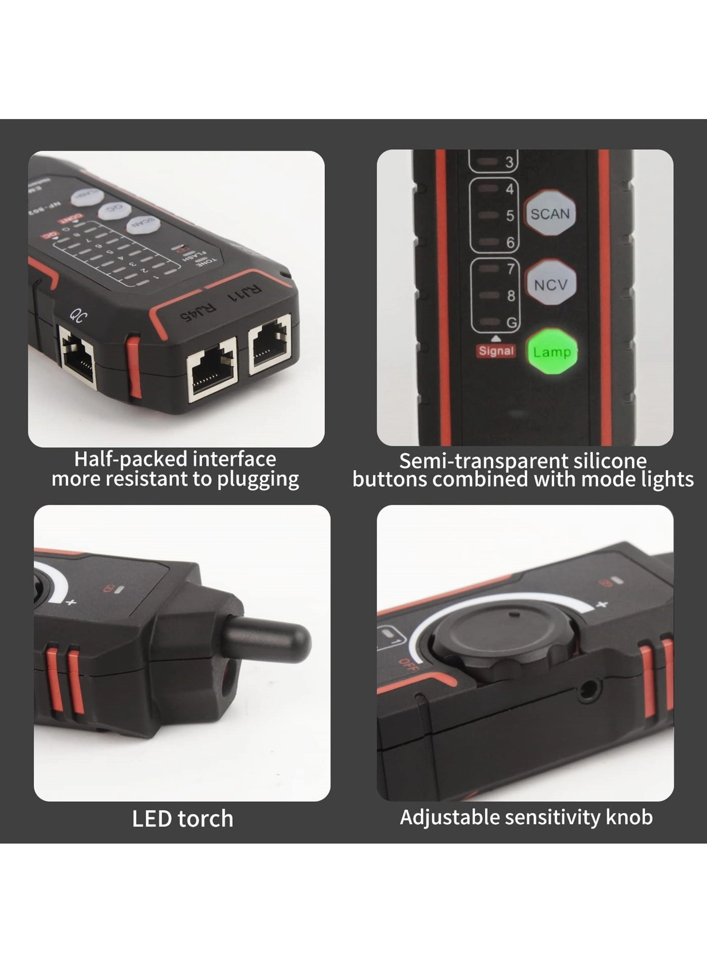 Network Cable Tester - RJ11 RJ45 Wire Tracker