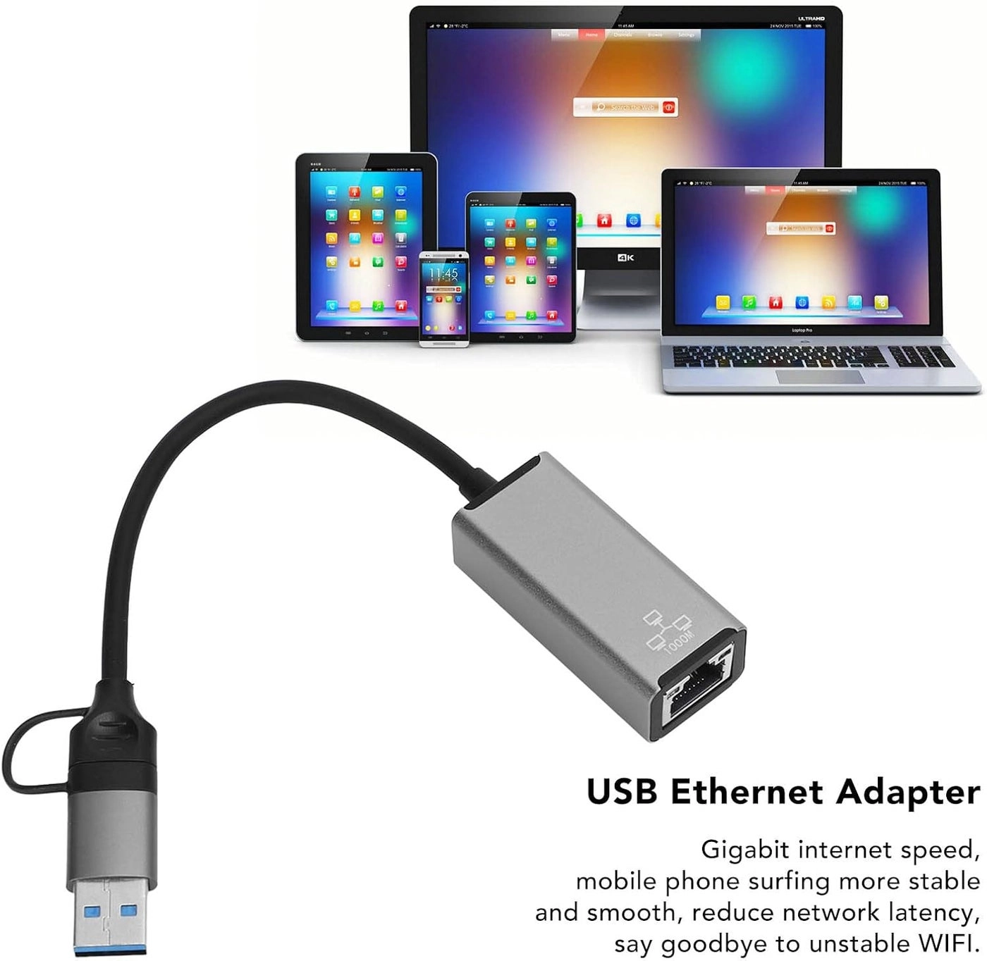 Gigabit Ethernet Adapter - USB C USB A
