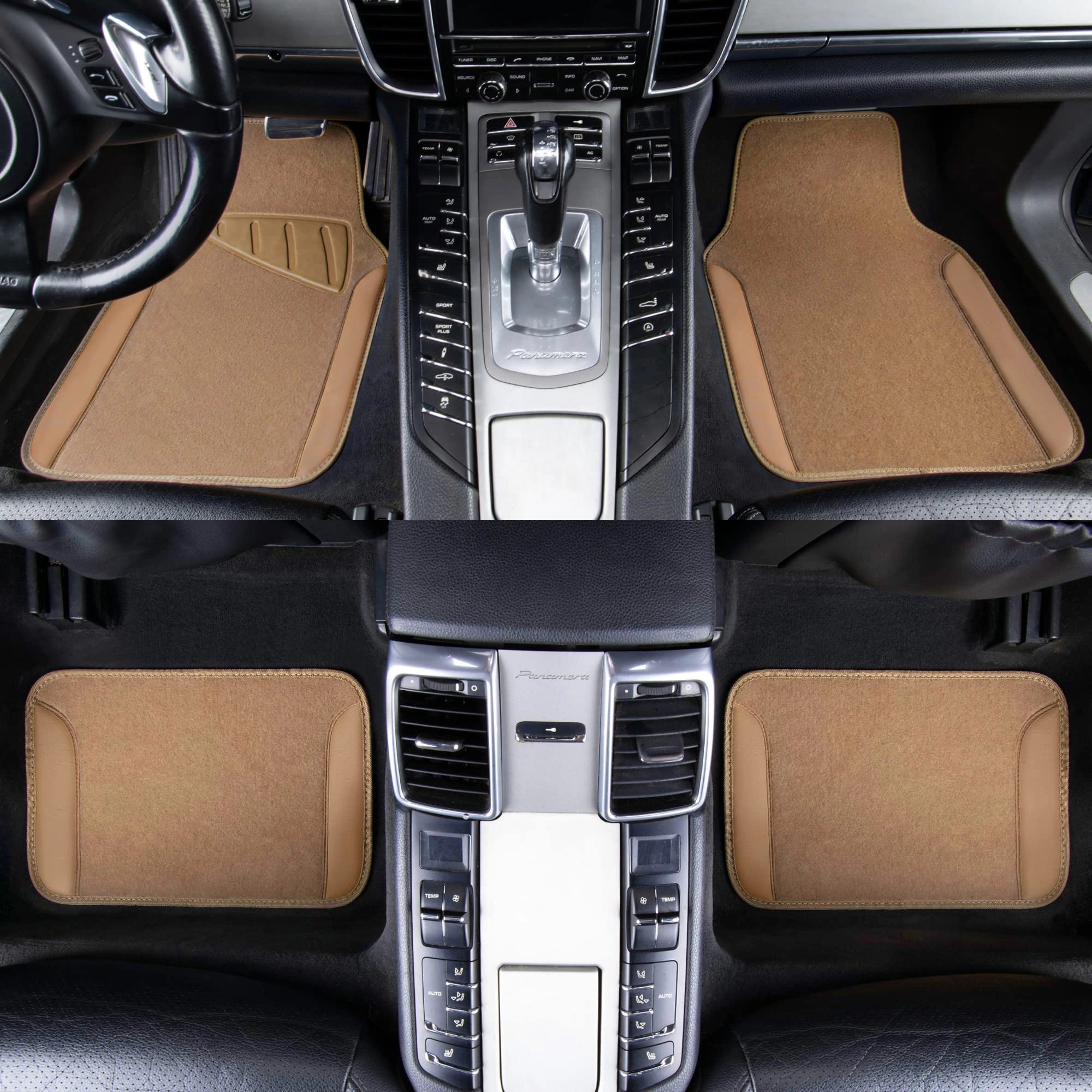 Universal Fit Car Floor Mats - Set of 4pcs Black and Burgundy