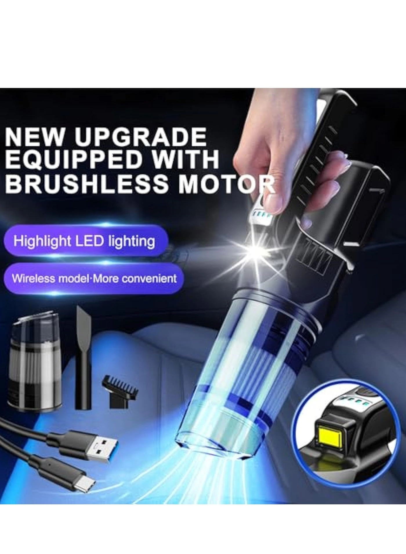Handheld Car Vacuum Cleaner - 4000mAh