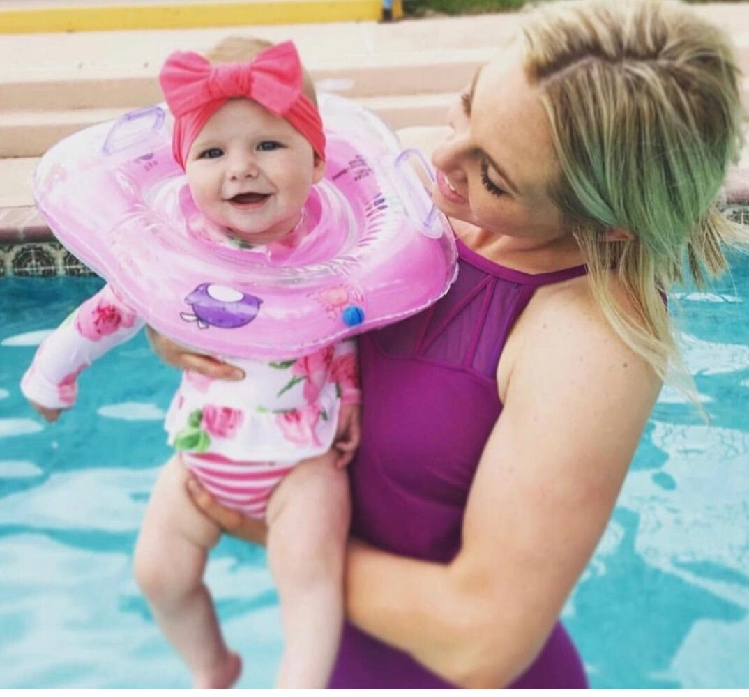 Iswimsafe Infant Neck Floater - Pink with Inflator