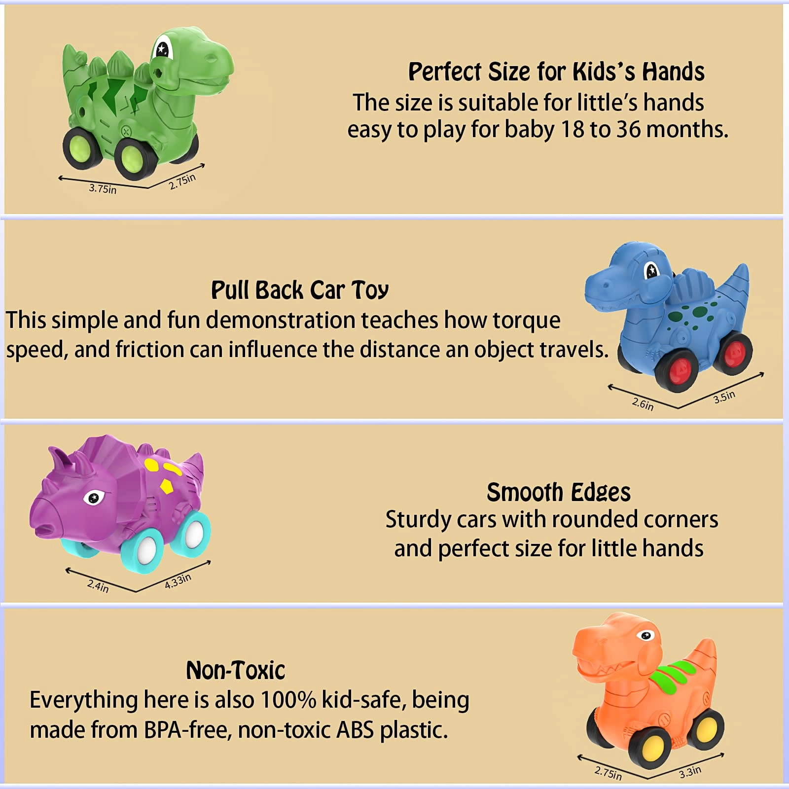 Dinosaur Car Set - 4 Pack Dinosaur