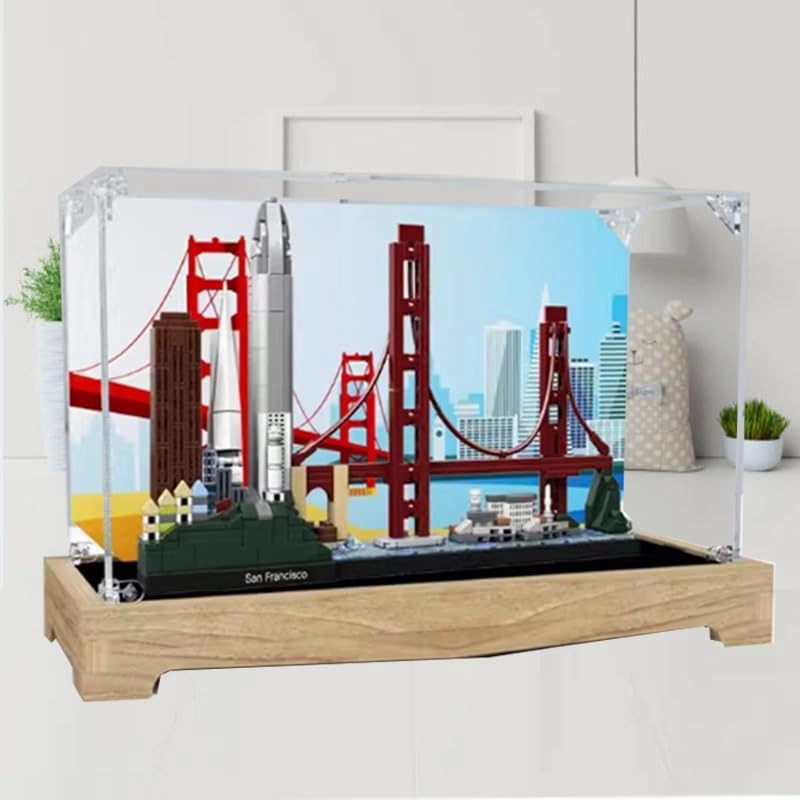 Clear Acrylic Display Case (21043) - 12.59x4.72x7.48in. Wood Bottom