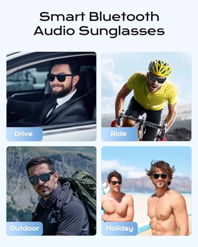 Smart Bluetooth Glasses - Built-in Mic & Speakers Black