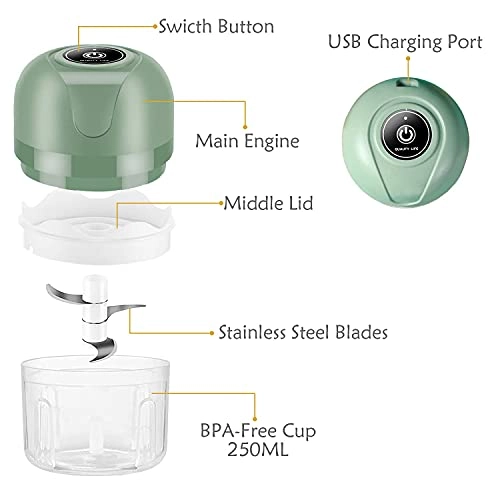 Mini Garlic Chopper - 250ml USB Rechargeable
