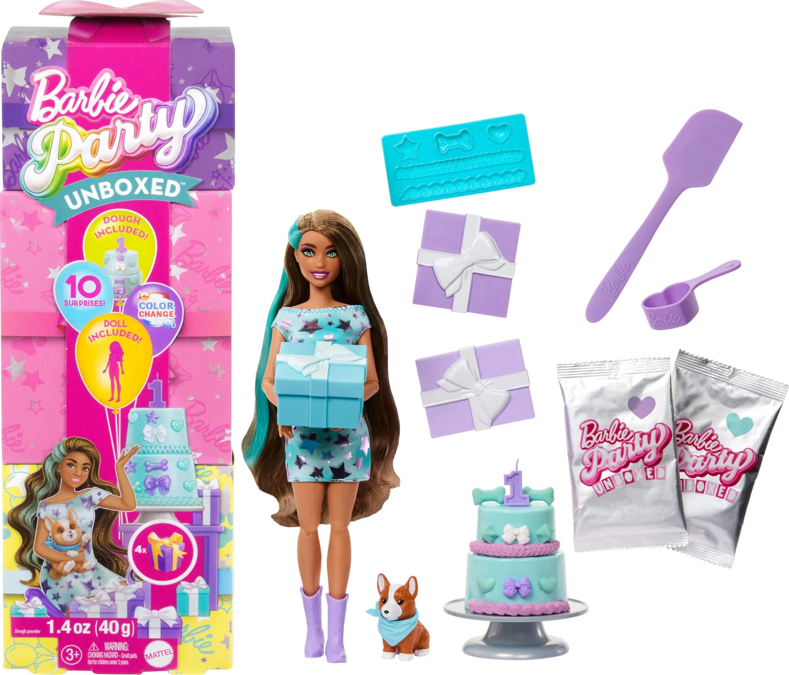 Barbie Party Unboxed Reveal - Brunette blue hair streaks
