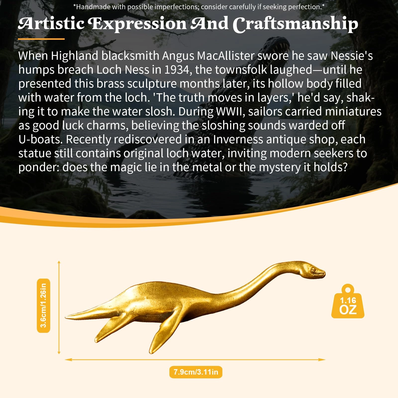 Loch Ness Monster Statue - Brass