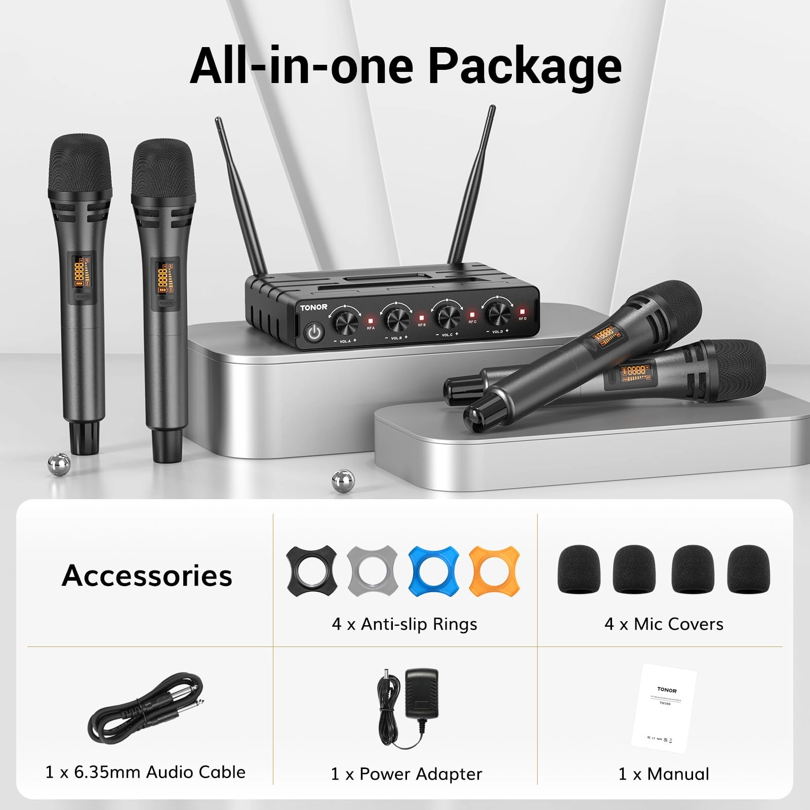 Wireless Microphones System - 4 UHF