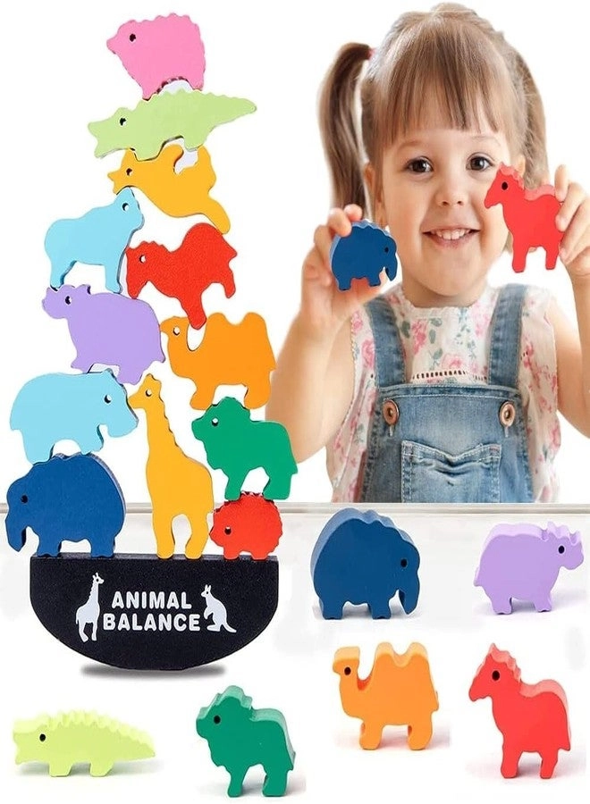 SHINETOY ENTERTAIN KIDS Wooden Animal Stacking Balance Game - 3 Years And Up 11 pieces