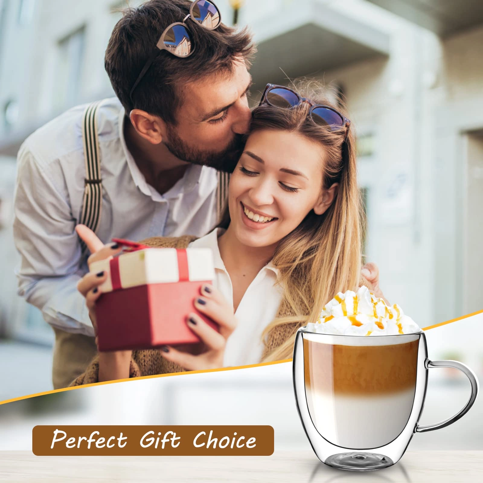 Double Walled Glass Mug - 4 pcs - 250 ml