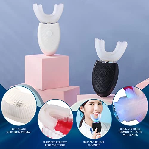 Ultrasonic Electric Toothbrush - 2 Pieces U Shaped 3 Brush Heads Bundle