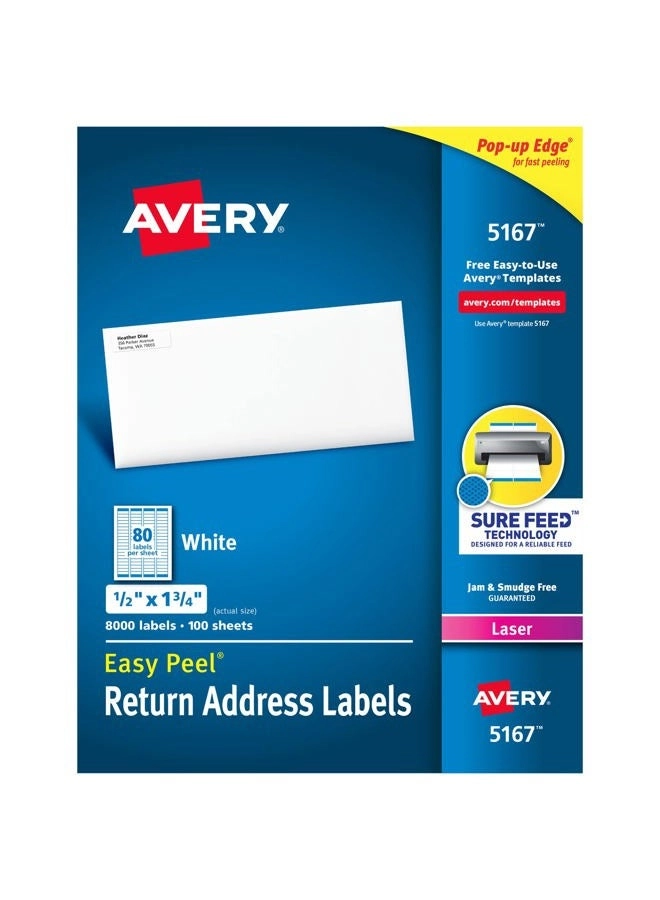 Avery Return Address Labels - 8000 piece(s) 0.5 X 1.75