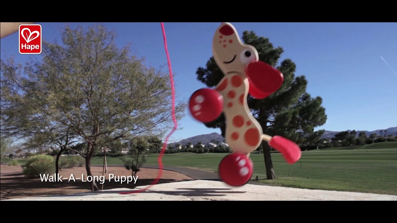 Walk A Long Puppy - Wooden Pull Toy Red