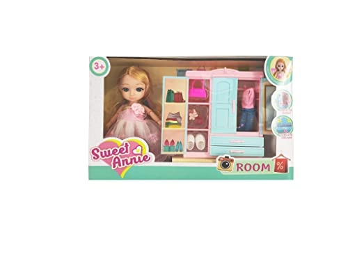 Sweet Annie Doll With Wardrobe - 6 Inches Blue Wardrobe Ages 3+