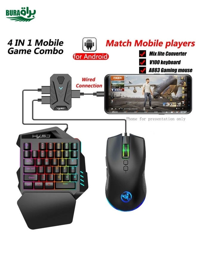 Keyboard Mouse Converter + One-handed Keyboard + Gaming Mouse - Wired