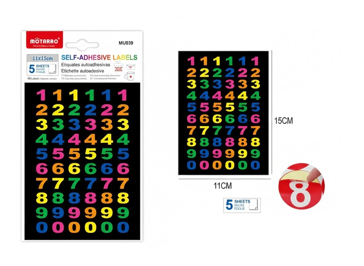 AL ARQAM LLC Self-Adhesive Neon Number Labels - 340 11x15cm
