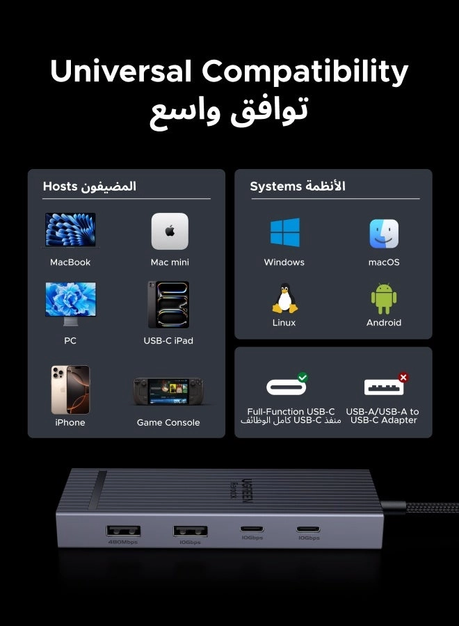USB C Hub - 8-in-1 4K@60Hz 100W
