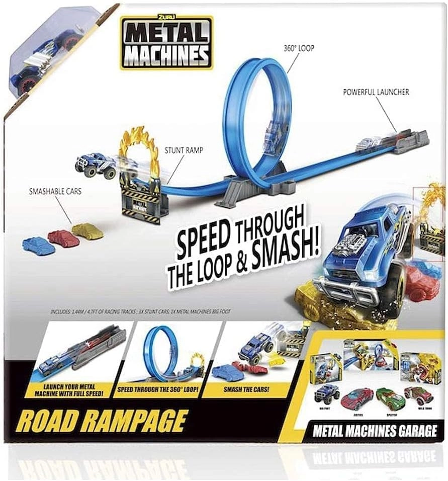 Metal Machines Road Rampage - Track Playset 2m 360° Loop Launcher