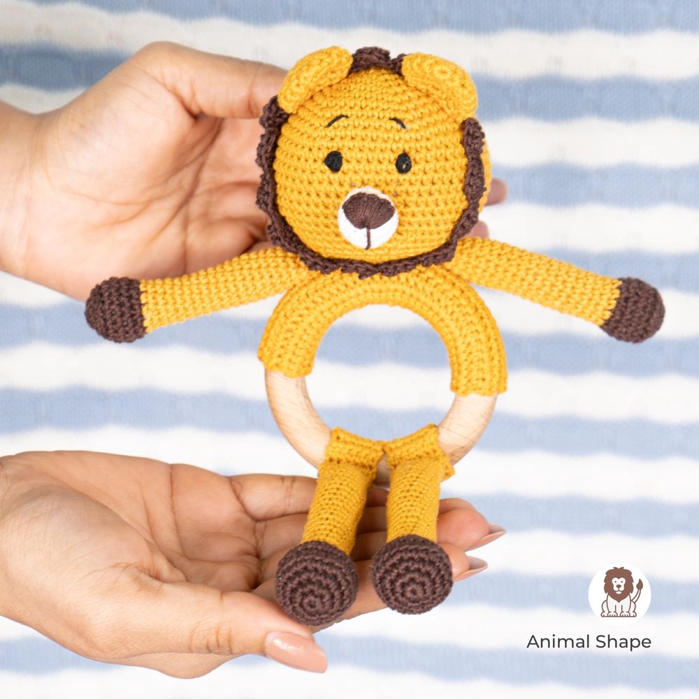 Handcrafted Crochet Toy With Teething Ring - premium cotton yarn