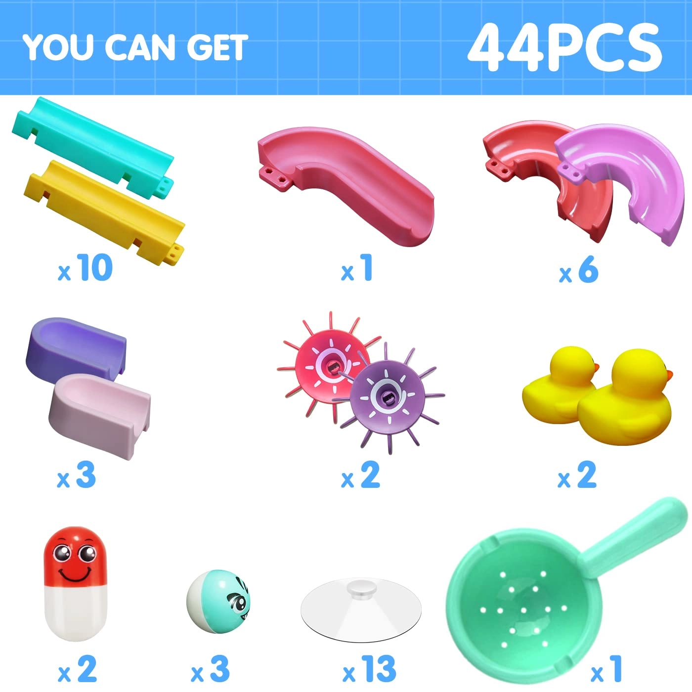 Bath Track Toys - 44PCS 3-6 Year Olds