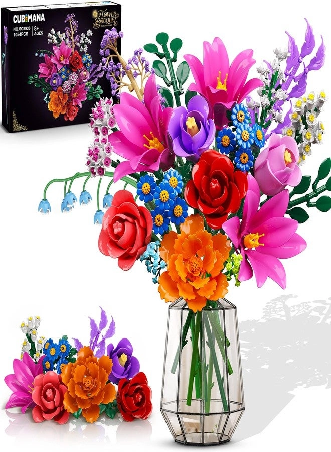 CUBIMANA Valentines Flowers Bouquet Building Set - 1054pcs
