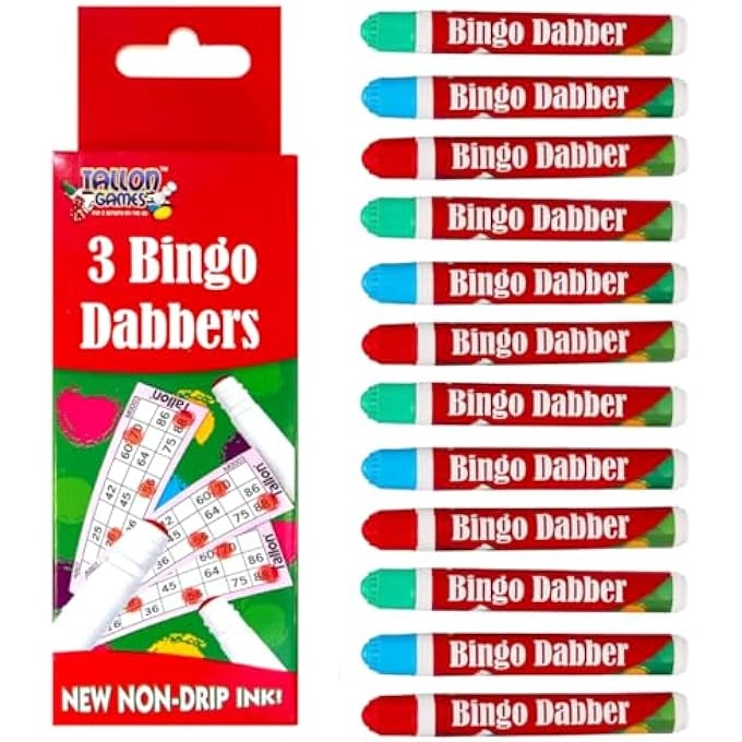rayihni BINGO DABBERS - 12 BRIGHT RED, BLUE, AND GREEN