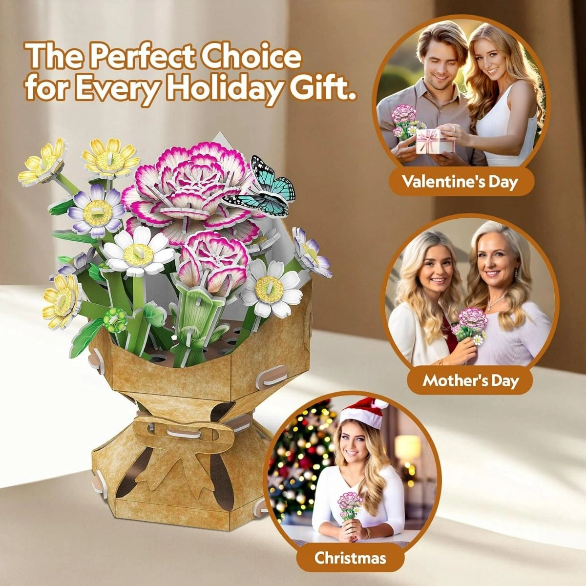 Carnation Flower Bouquet 3D Puzzle (527-W3300H) - 134 pcs