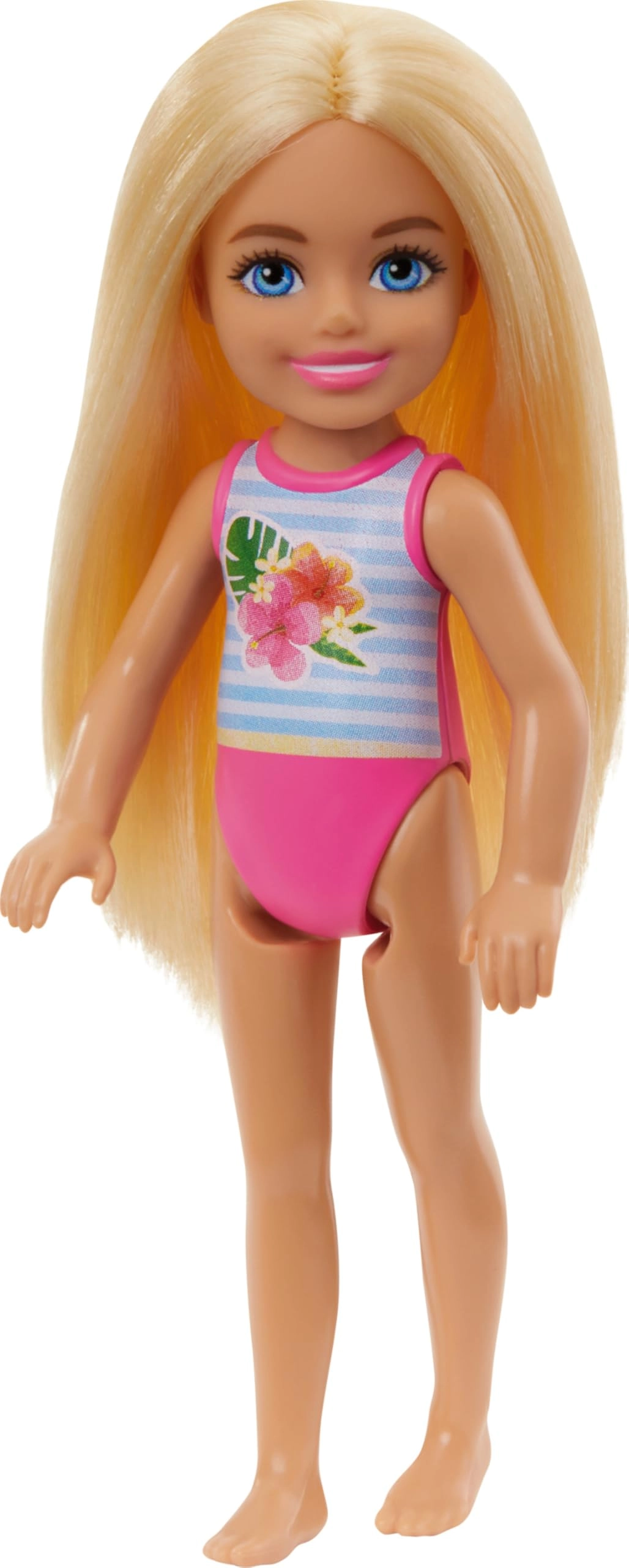 Barbie Chelsea Small Doll - Blonde Hair Blue Eyes Striped Swimsuit Ages 3+