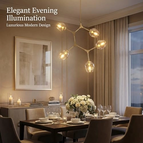 Sputnik Globe Pendant - 88cm x 116cm 5-Light Gold