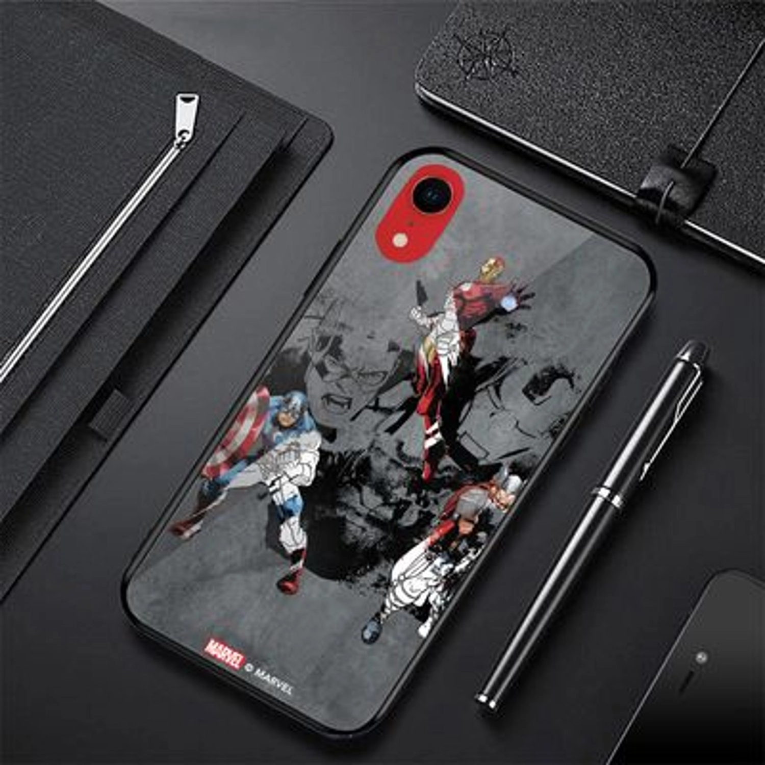 Avengers Trio Back Case TPU Bumper Case + Tempered Glass Back for iPhone XR