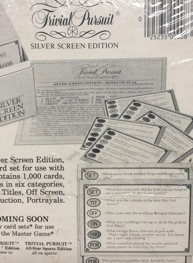 Trivial Pursuit Silver Screen Edition Subsidiary Card Set