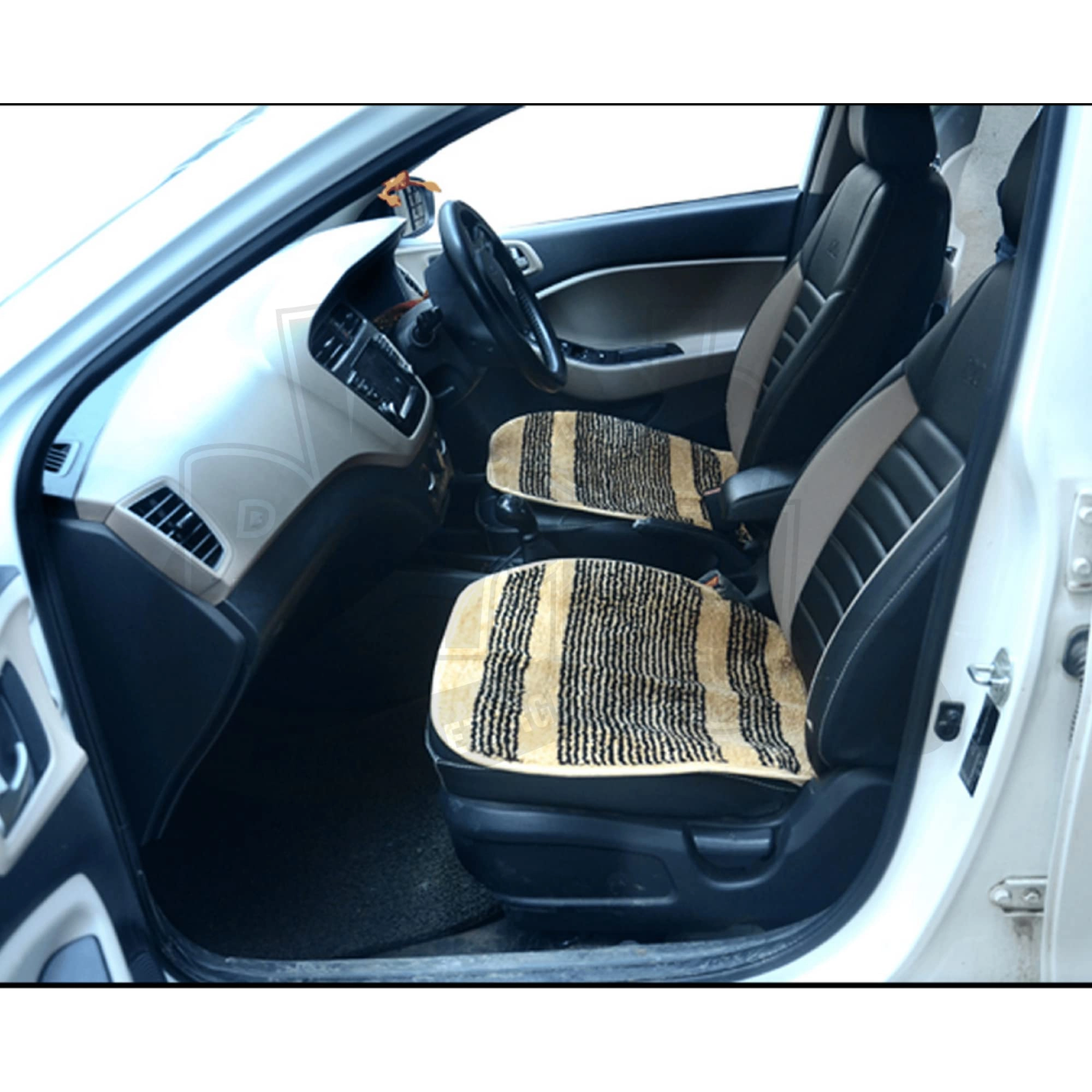 Washberry India Car Seat Cover - Set of 3 Polyester Coffee Striped
