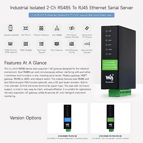 2-Ch RS485 To POE Ethernet Serial Server - 2 IEEE 802.3af
