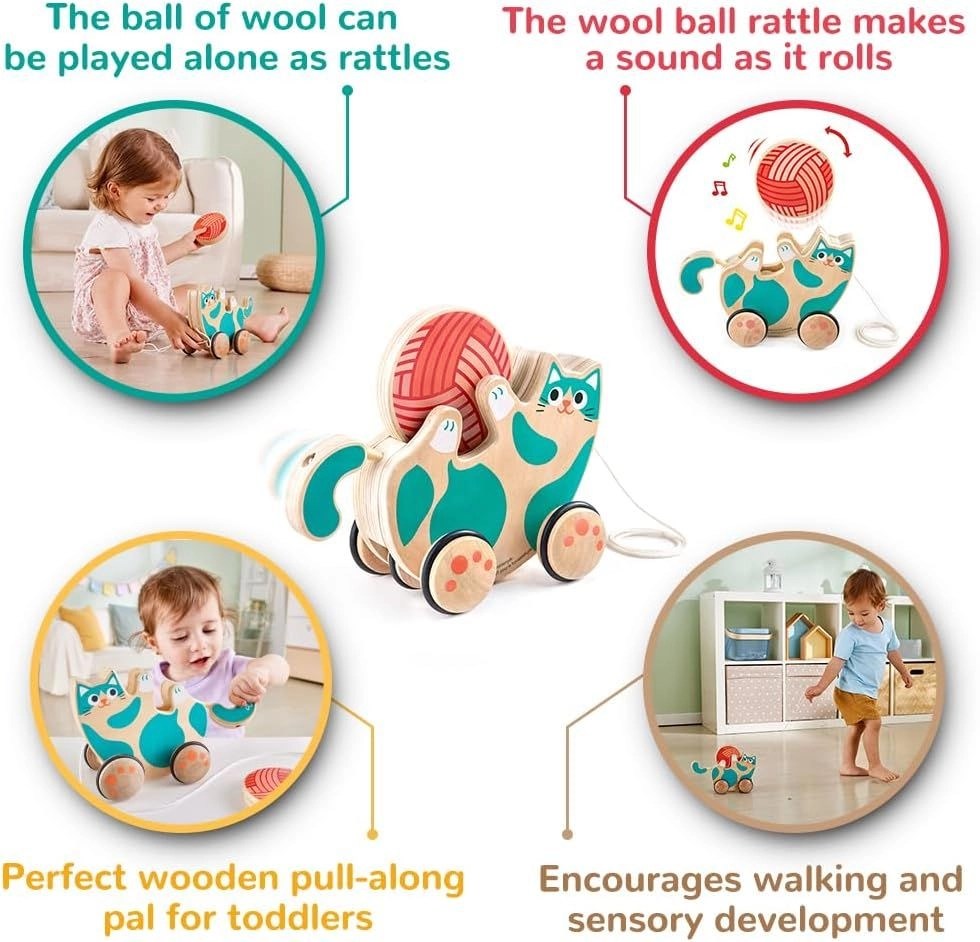 Roll And Rattle Kitten - Wooden 1+