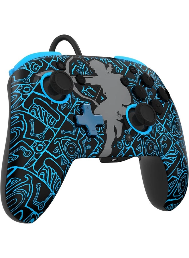 Nintendo Switch Sheikah Shoot Rematch Glow Wired Controller Black/Blue
