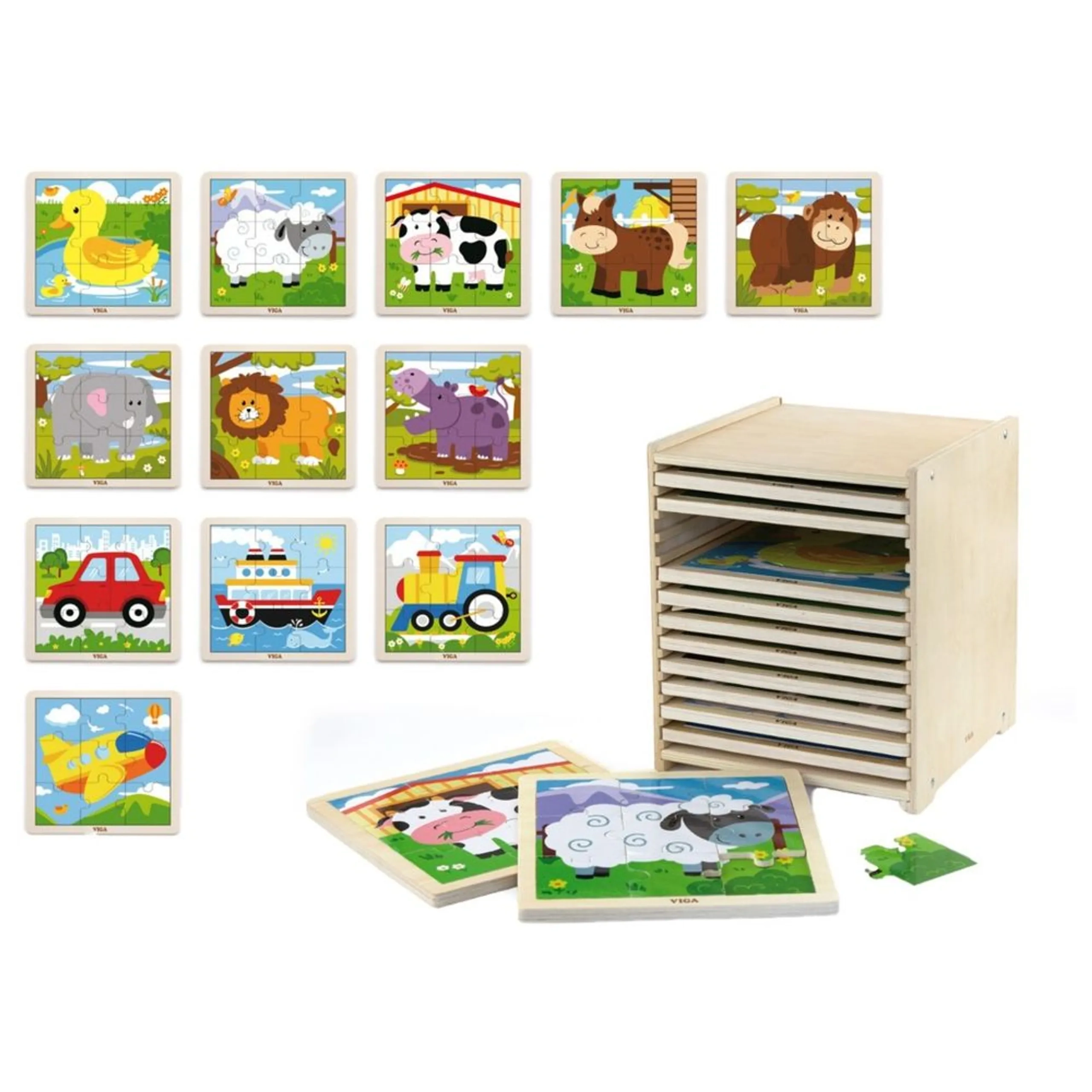 VIGA Animals and Vehicles Puzzle (29464294-51426) - 108 pcs
