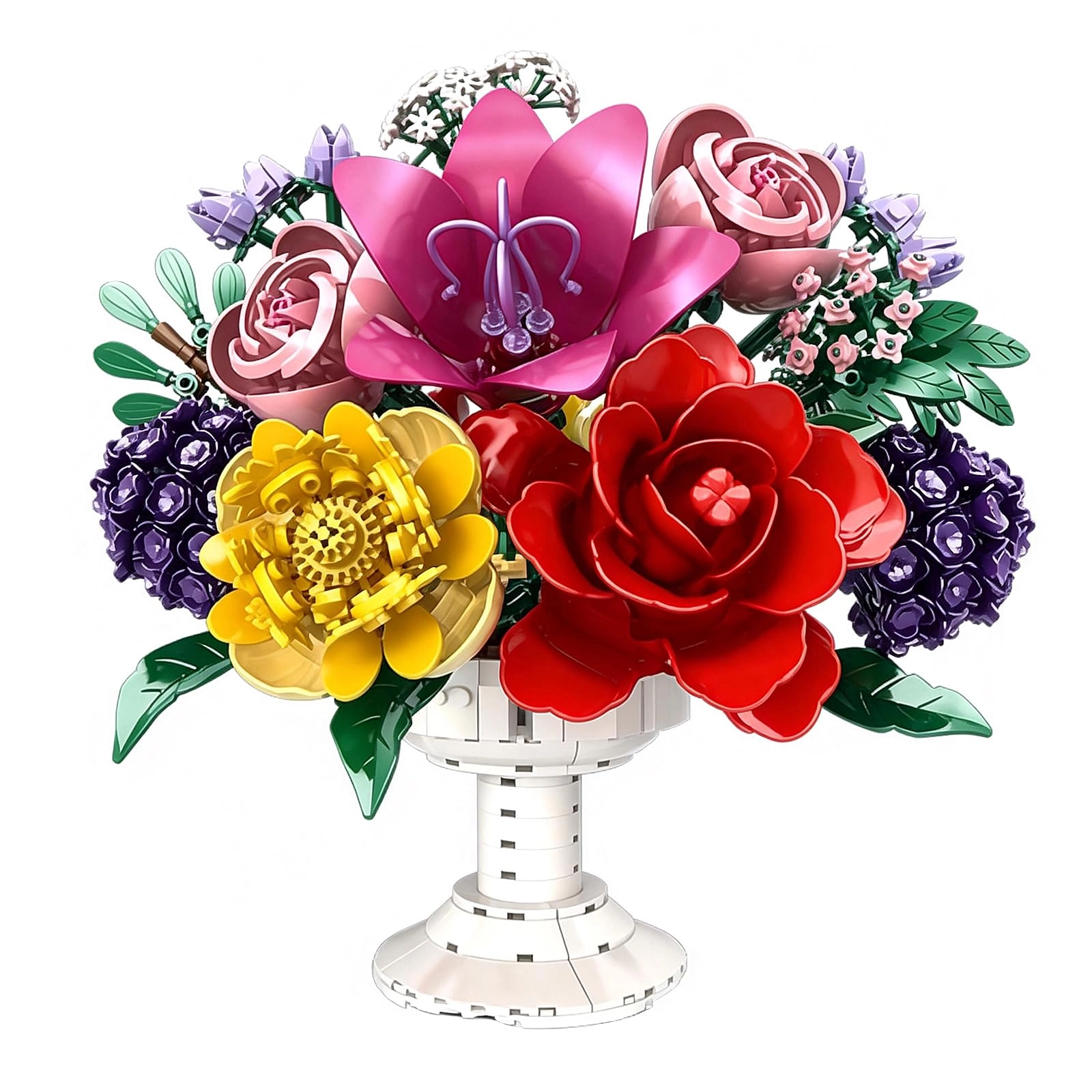 Dahuiby Flower Bouquet Building Blocks Set - White bouquet of roses 1070pcs