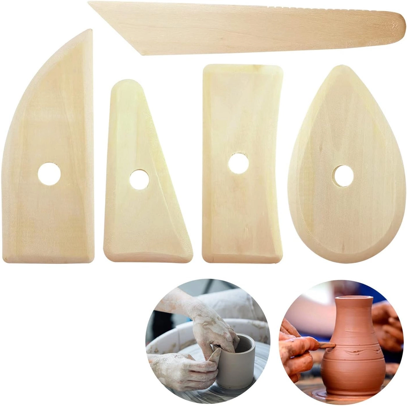 Luckam Clay Tools - beech wood 5 Pcs