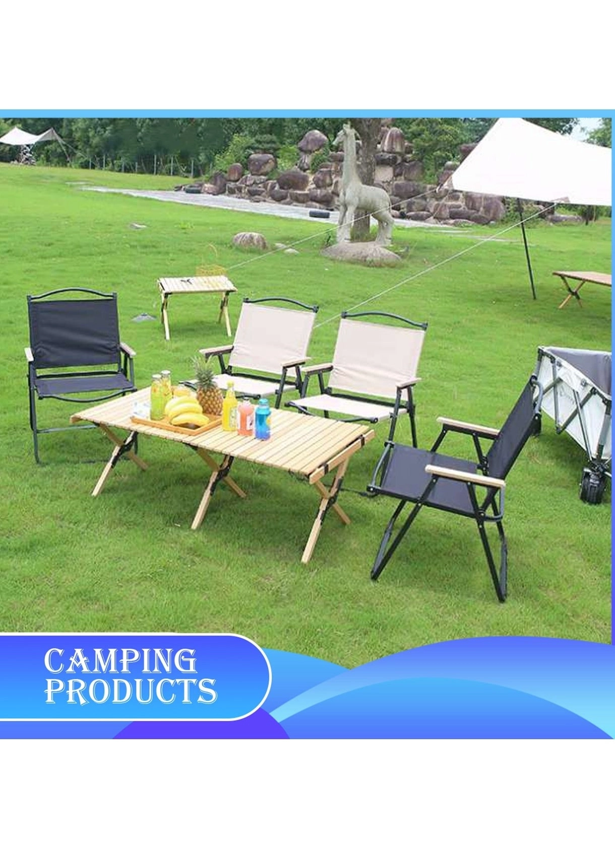 Folding Camping Chair - Black Lightweight