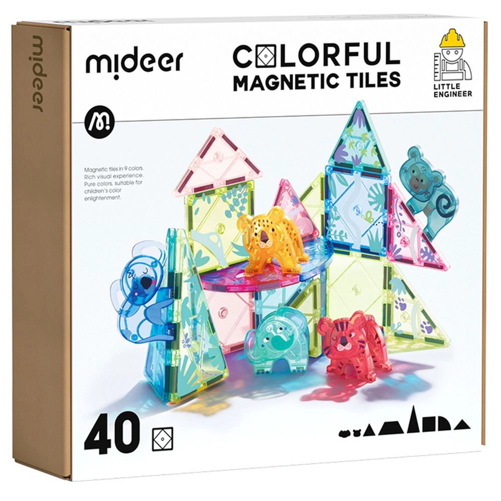 MIDEER Colorful Magnetic Tiles - 40 pcs
