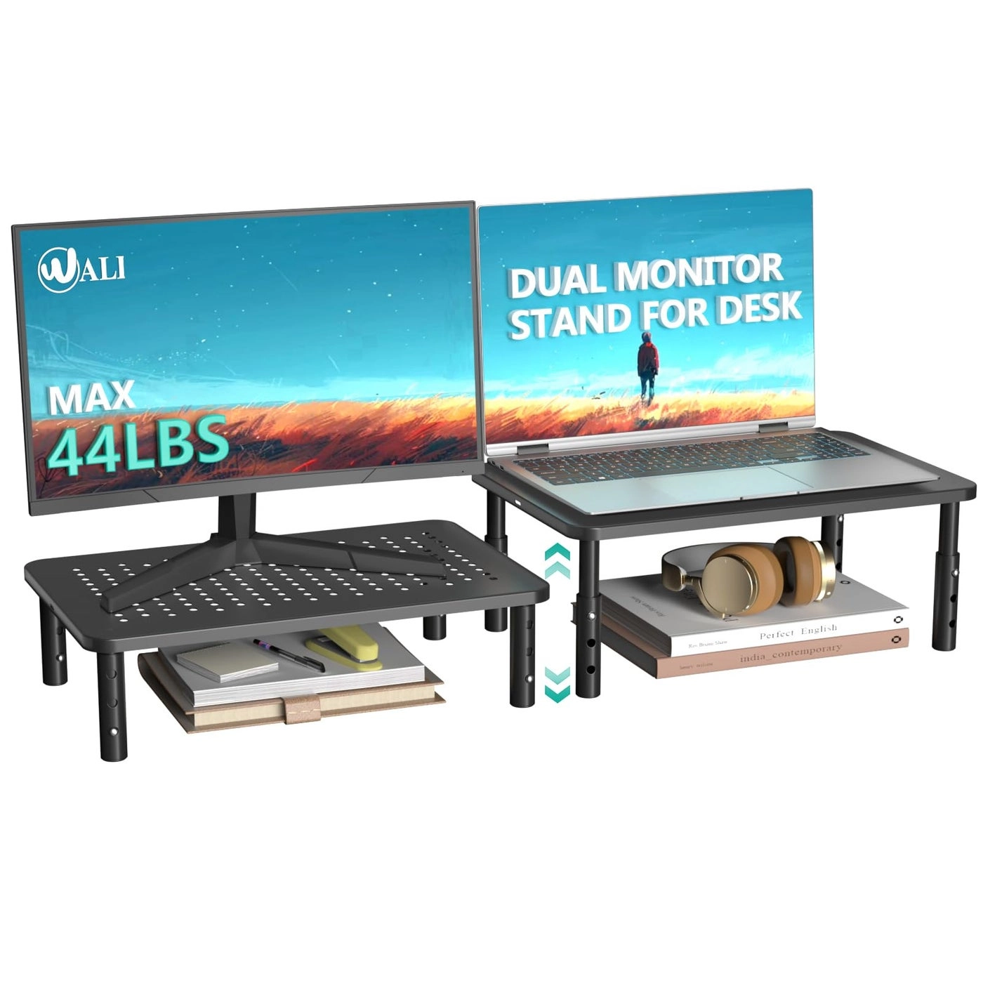 Monitor Stand - Adjustable Laptop Riser Underneath Storage