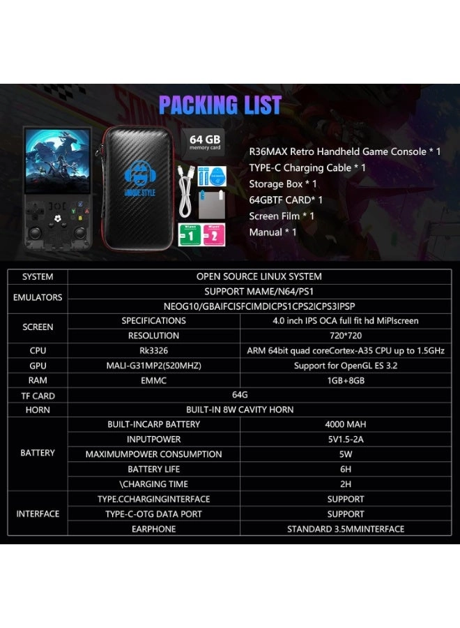 Retro Handheld Game Console - 8GB