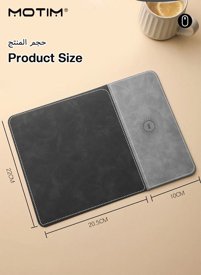 Wireless Charging PU Leather Gaming Mouse Pad - 30x22 cm