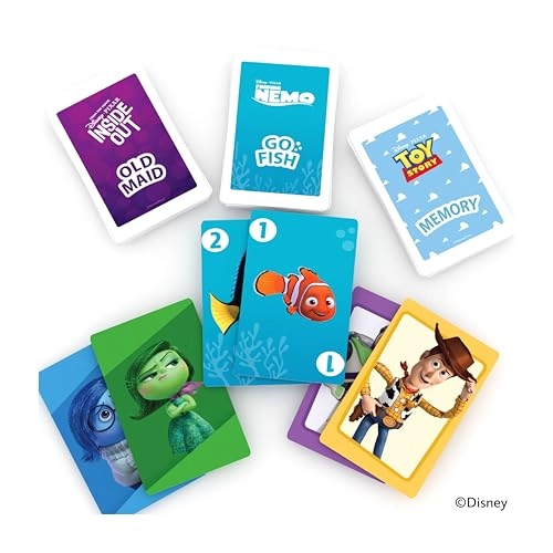 Mickey Card Games - 3-in-1 + Pixar Card Games - 3-in-1 + Disney Pixar Forks - Plays Like Spoons
