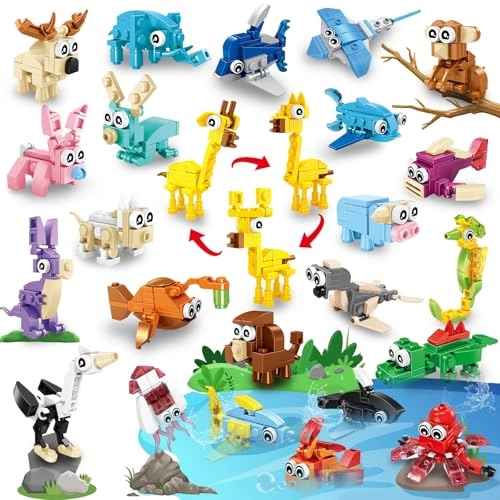 HIGH GODO Animals Building Toy - lions elephants giraffes monkeys dinosaurs and more 24pcs