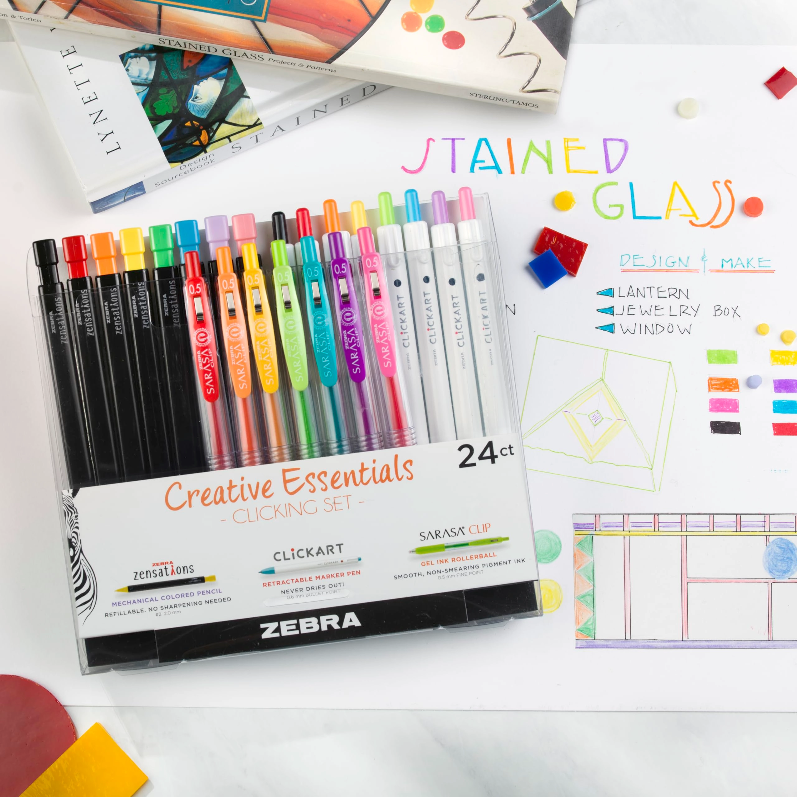 CLiCKART - 0.6mm + Colored Pencils - 2.0mm HB + Sarasa Clip - 0.5mm