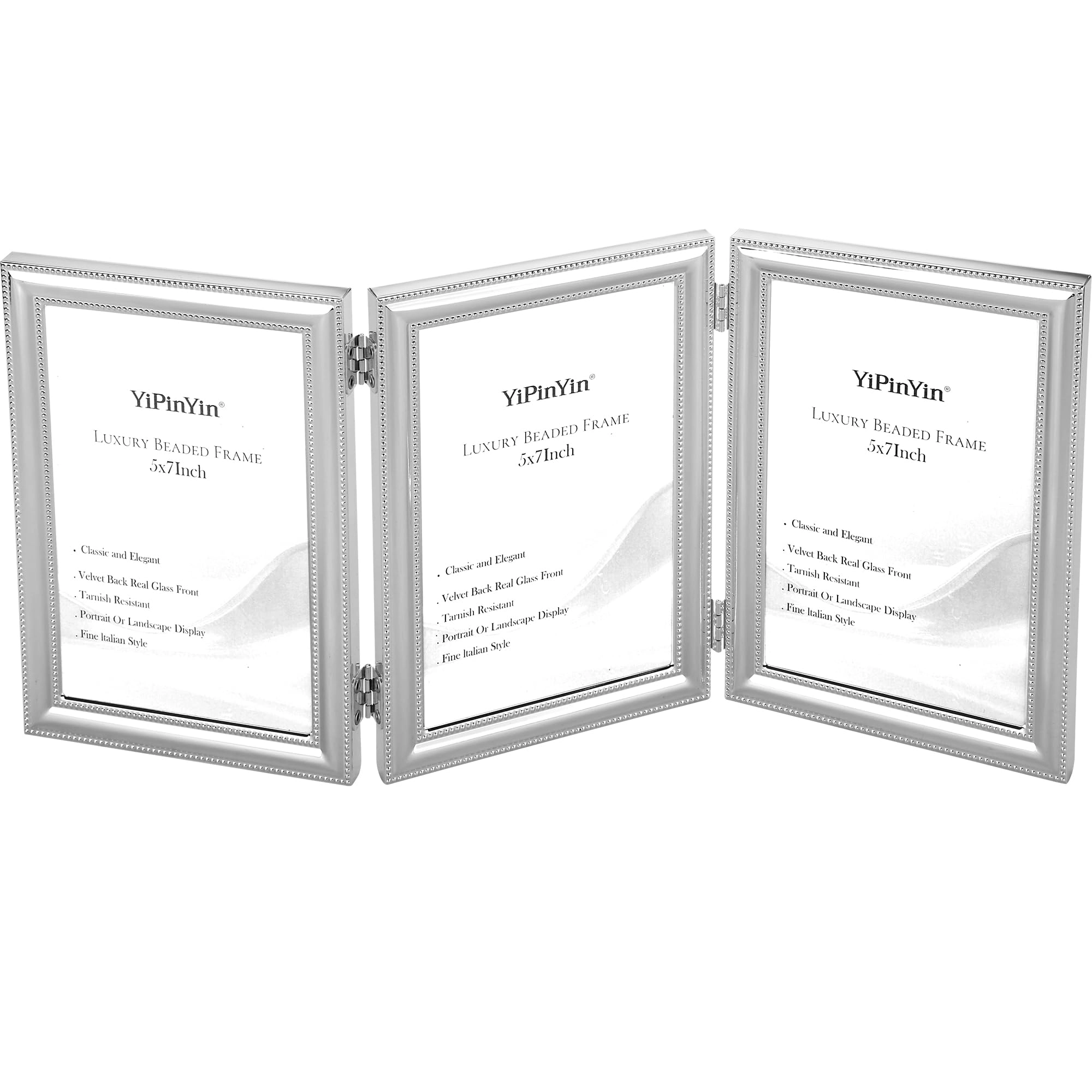 yipinyin Hinged Triple Metal Picture Frame - 5x7Inch