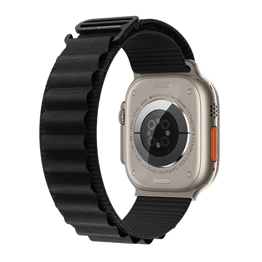 AMAZINGthing Sport Band for Apple Watch 41/40/38mm - Dual Textile Layers Yarns BLACK
